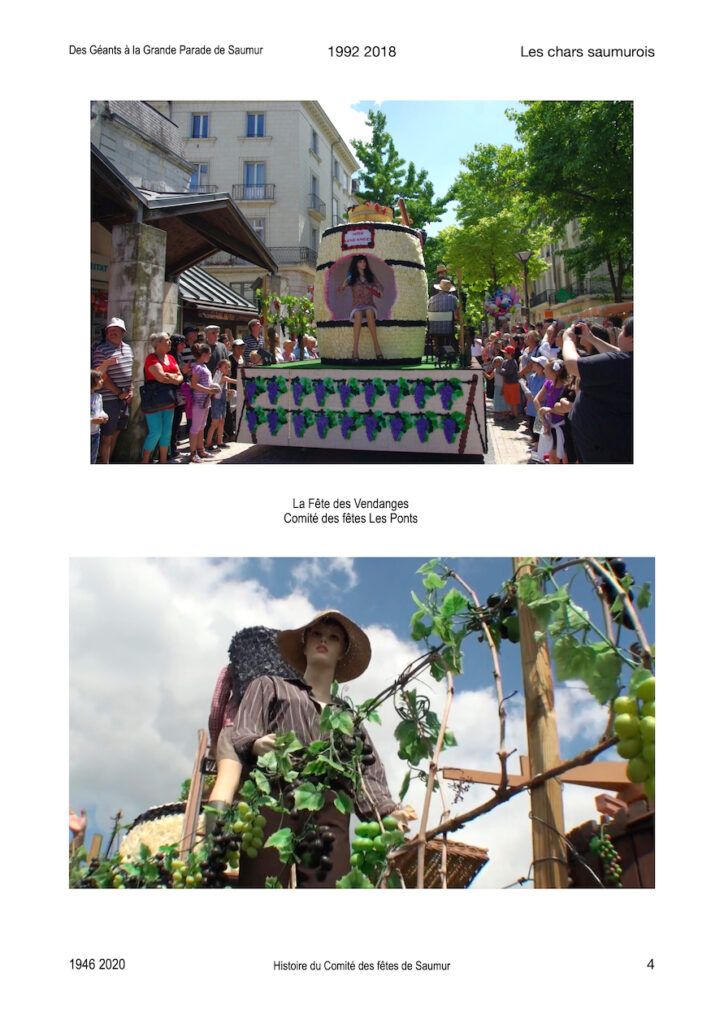 1992 2018 Saumur Festivals des géants Grandes Parades. Les chars saumurois