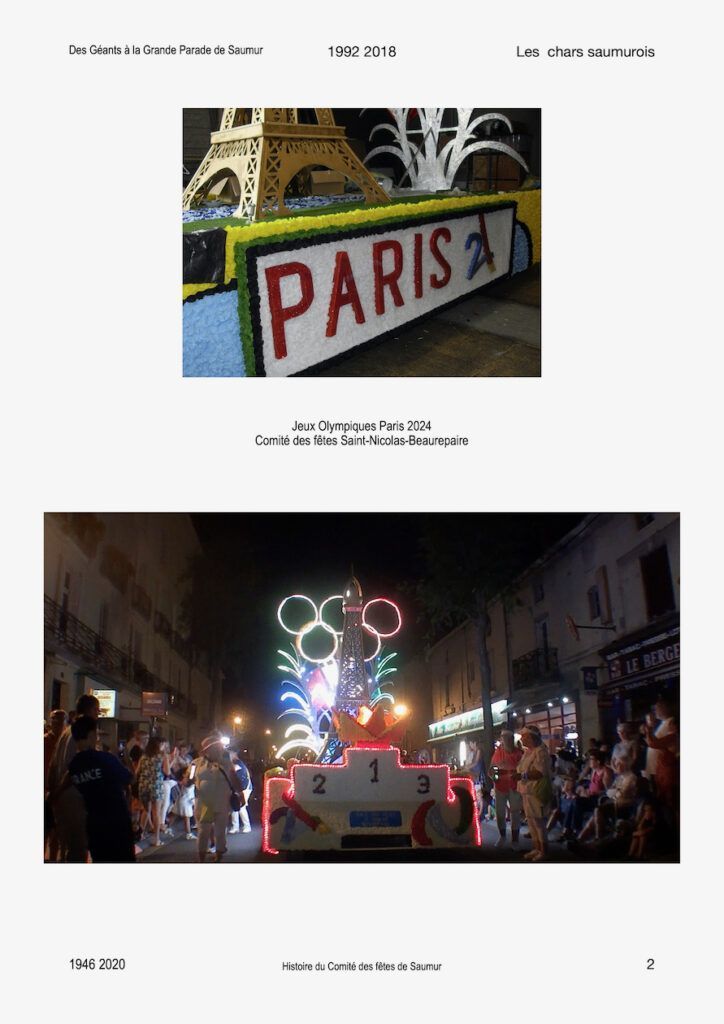 1992 2018 Saumur Festivals des géants Grandes Parades. Les chars saumurois
