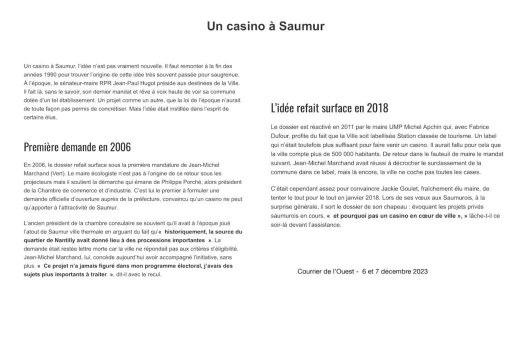 Saumur - Rêves de casino.