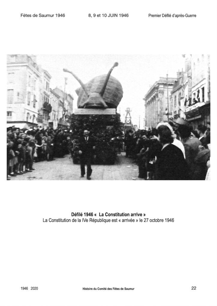 Saumur 1946 Premier défilé festif d'après-guerre.