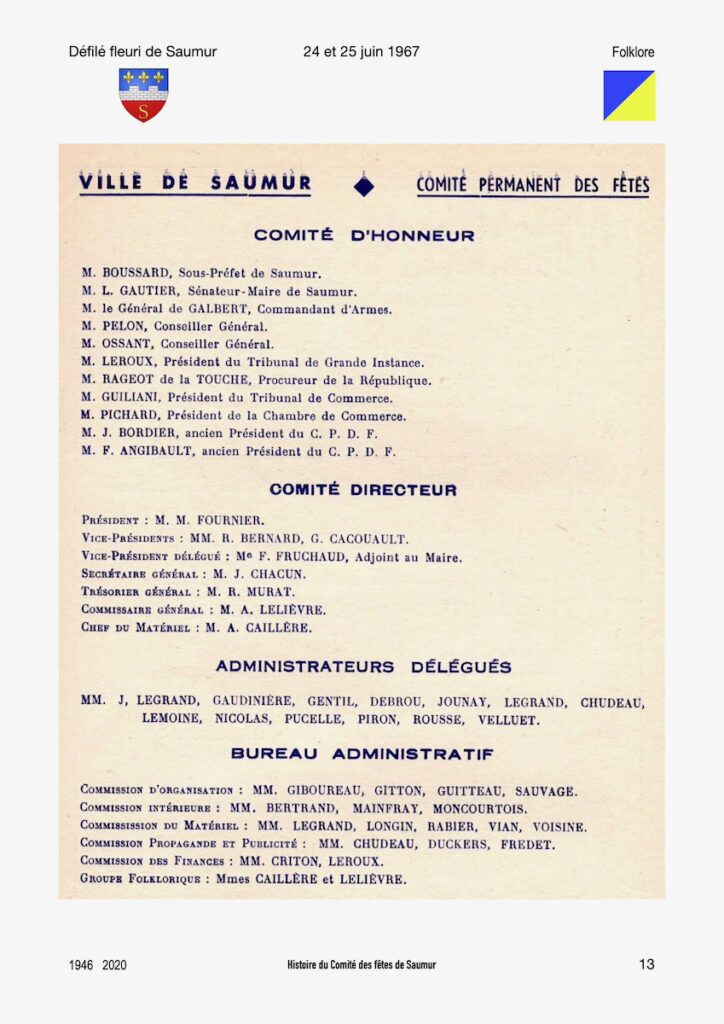 Saumur Mémoires de Fêtes 1967