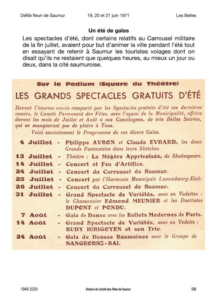 Saumur Mémoires de Fêtes - Défilé fleuri 1971