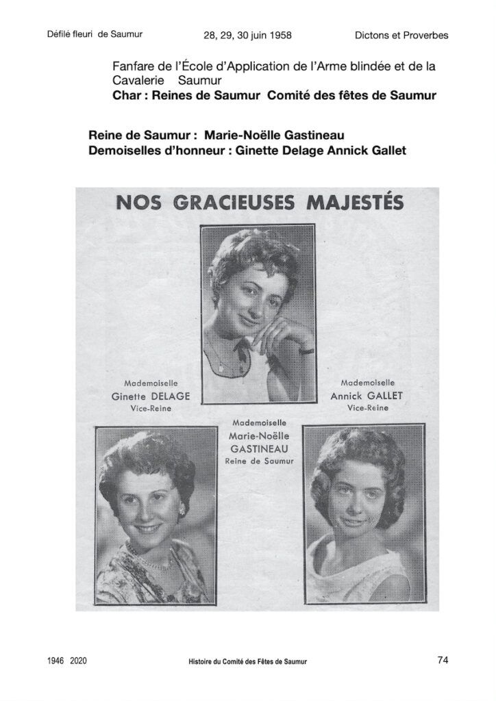 Saumur Mémoires de Fêtes - 1958