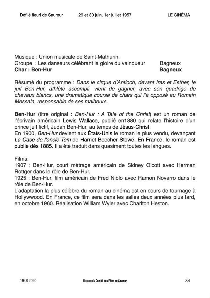 Saumur Mémoires de Fêtes - 1957