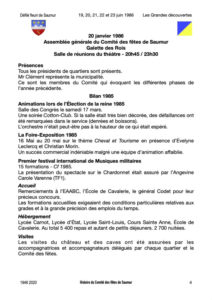 Saumur Mémoires de Fêtes - 1986