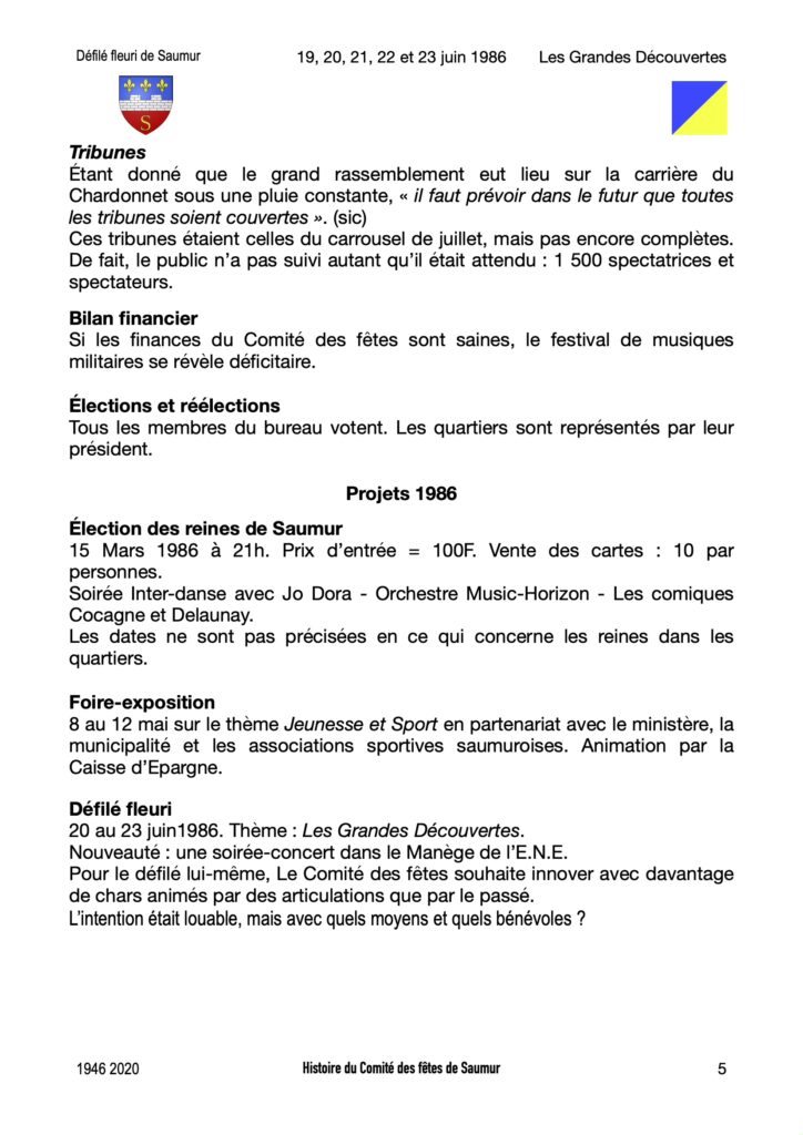 Saumur Mémoires de Fêtes - 1986