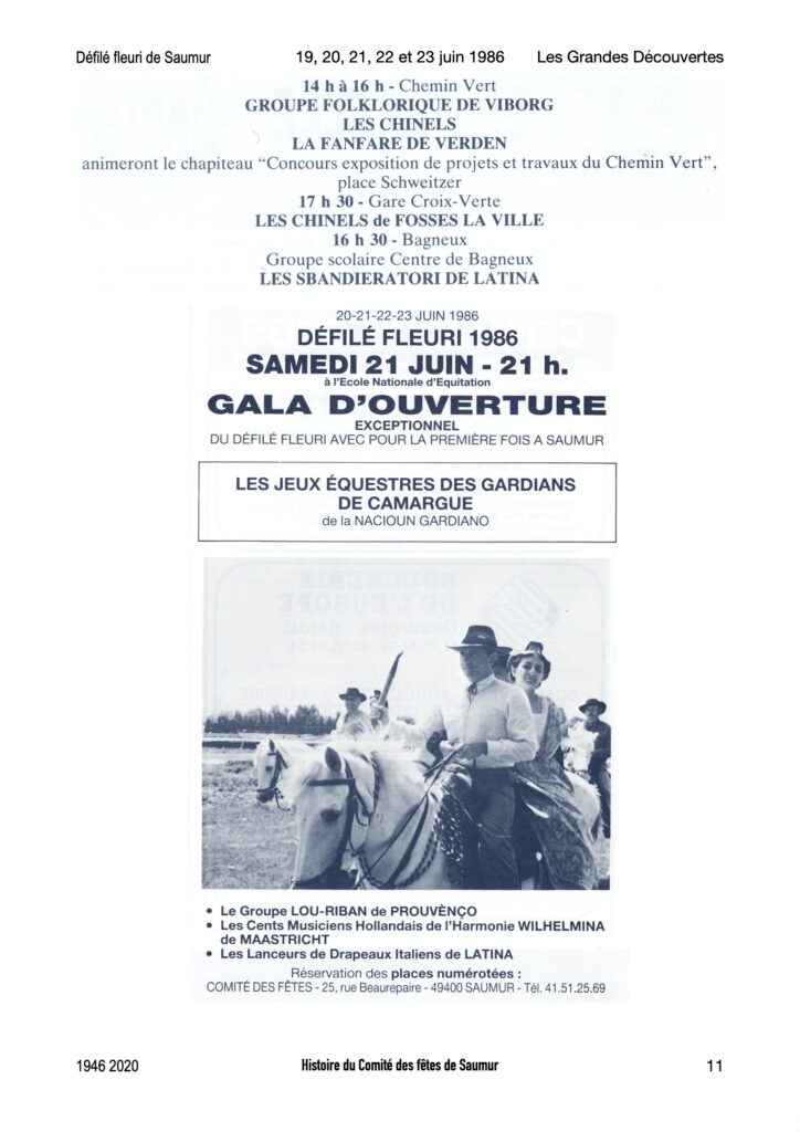 Saumur Mémoires de Fêtes - 1986