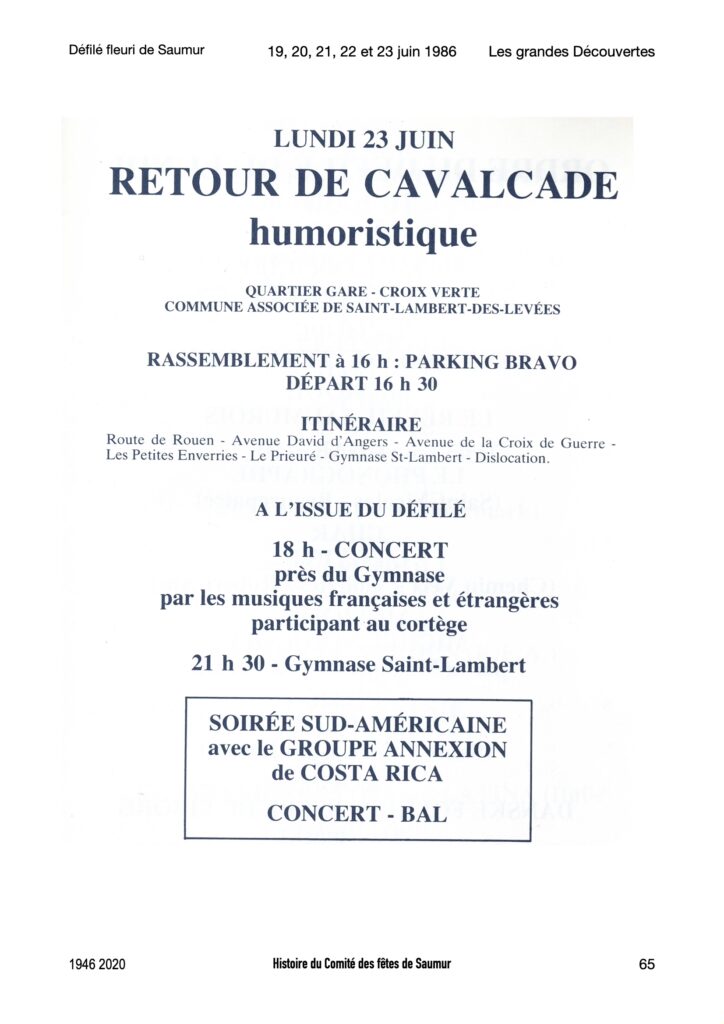 Saumur Mémoires de Fêtes - 1986