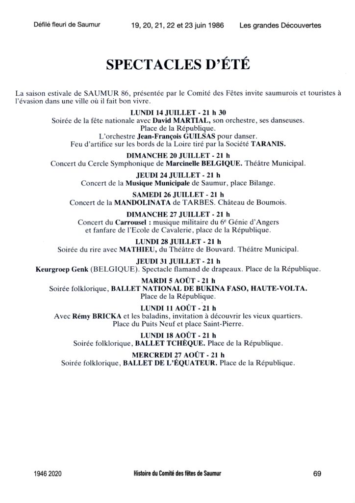 Saumur Mémoires de Fêtes - 1986