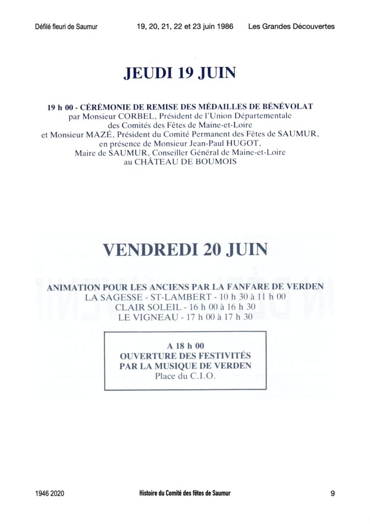 Saumur Mémoires de Fêtes - 1986