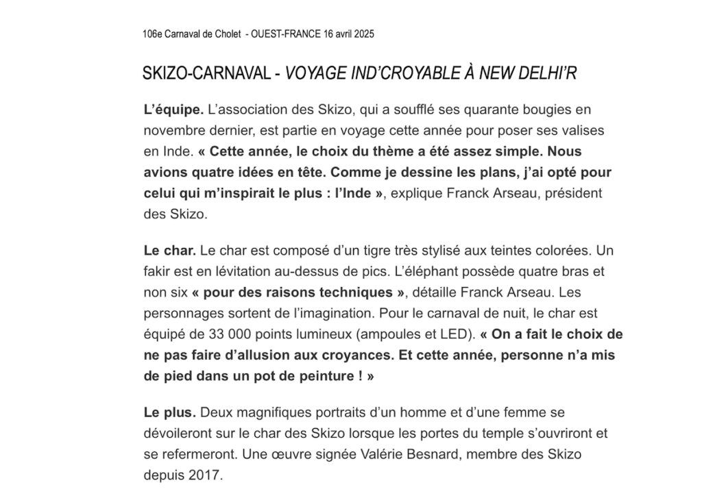 2025 - 106e Carnaval de Cholet