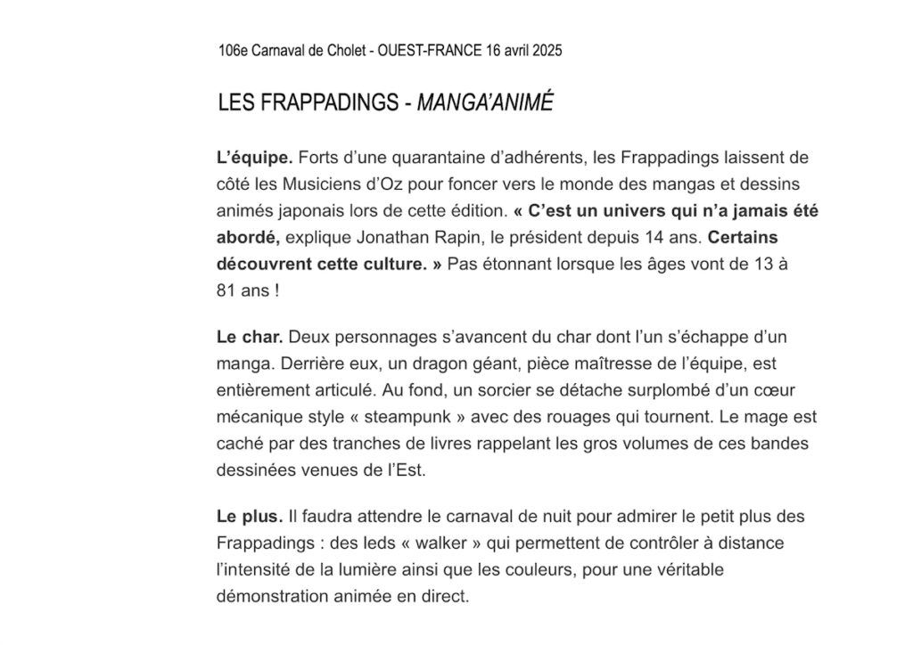 2025 - 106e Carnaval de Cholet