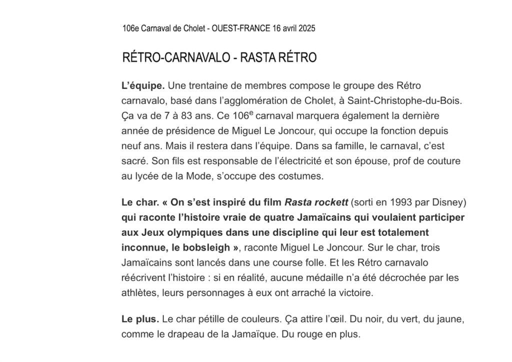 2025 - 106e Carnaval de Cholet