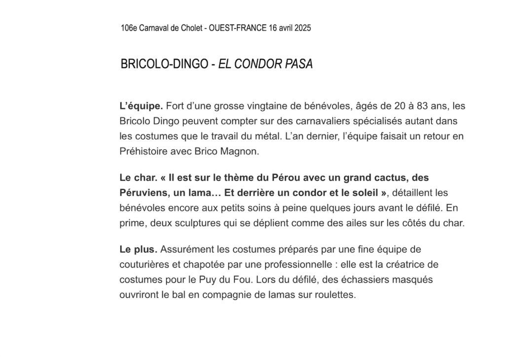 2025 - 106e Carnaval de Cholet