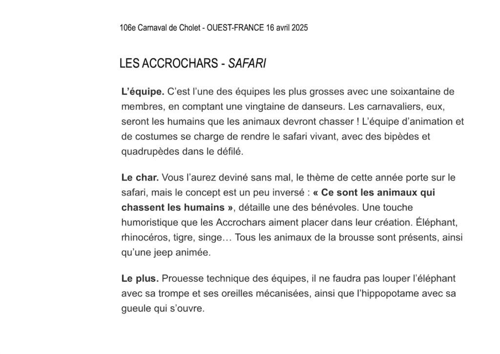 2025 - 106e Carnaval de Cholet