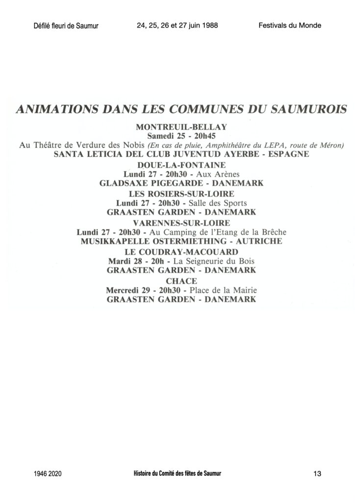 Saumur Mémoires de Fêtes - 1988