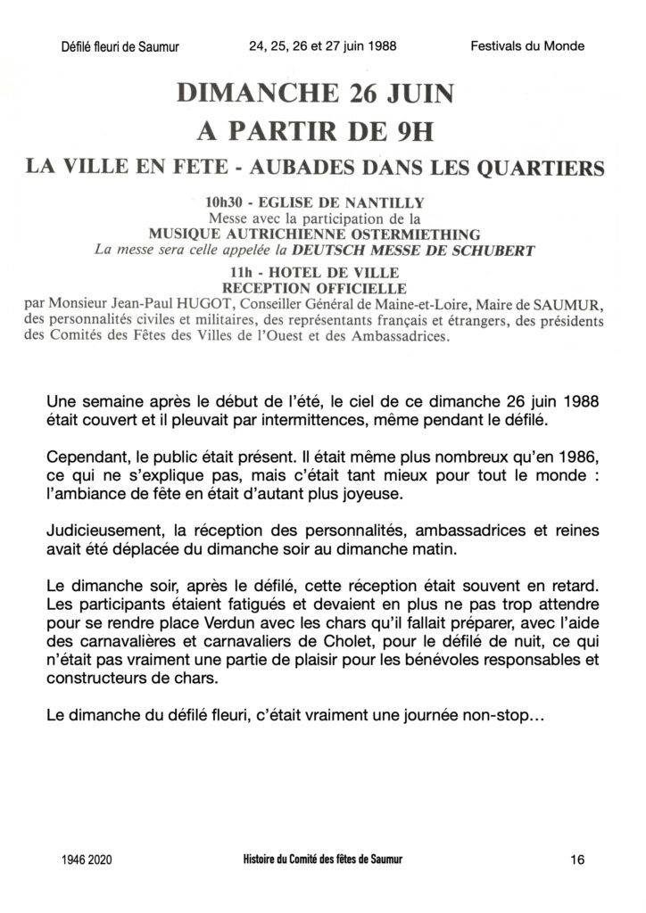 Saumur Mémoires de Fêtes - 1988