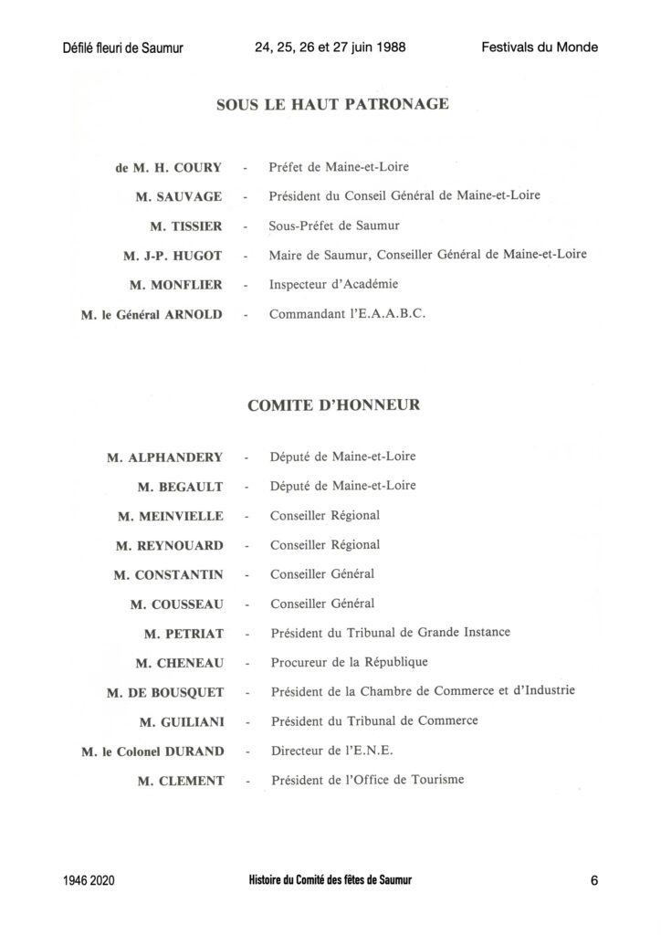 Saumur Mémoires de Fêtes - 1988