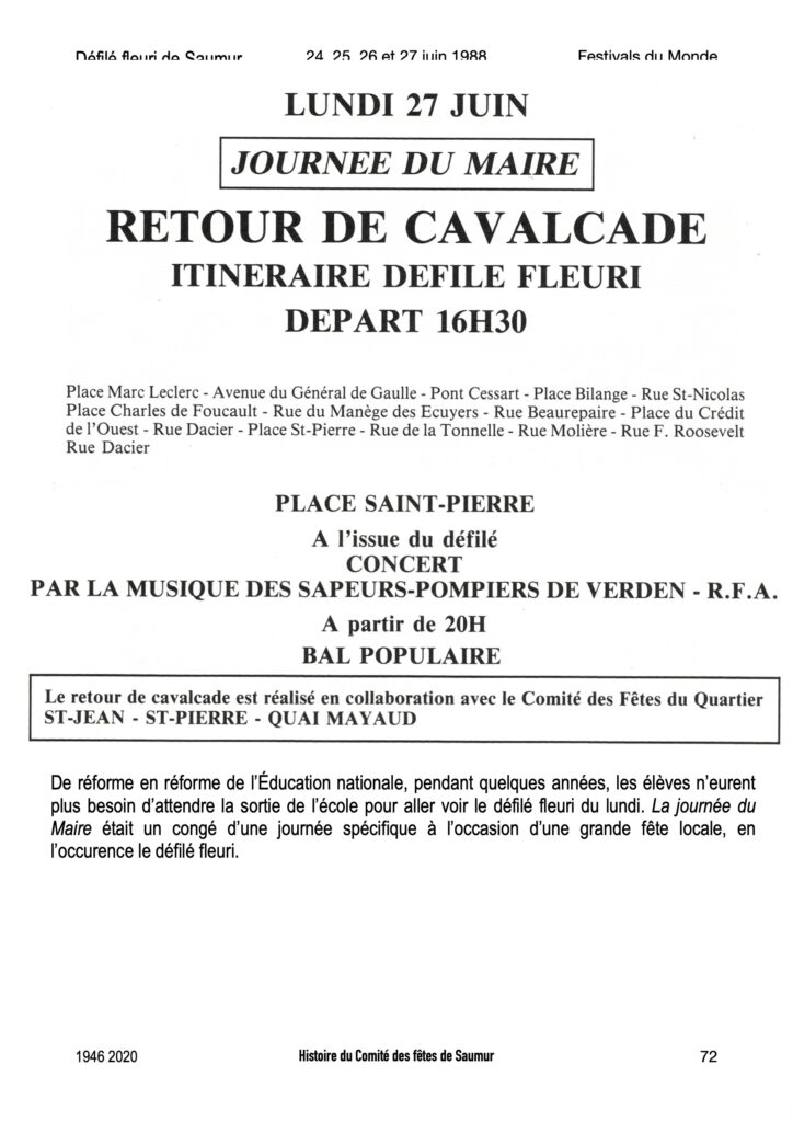 Saumur Mémoires de Fêtes - 1988