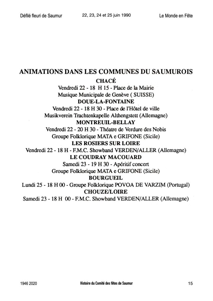 Saumur Mémoires de Fêtes - 1990