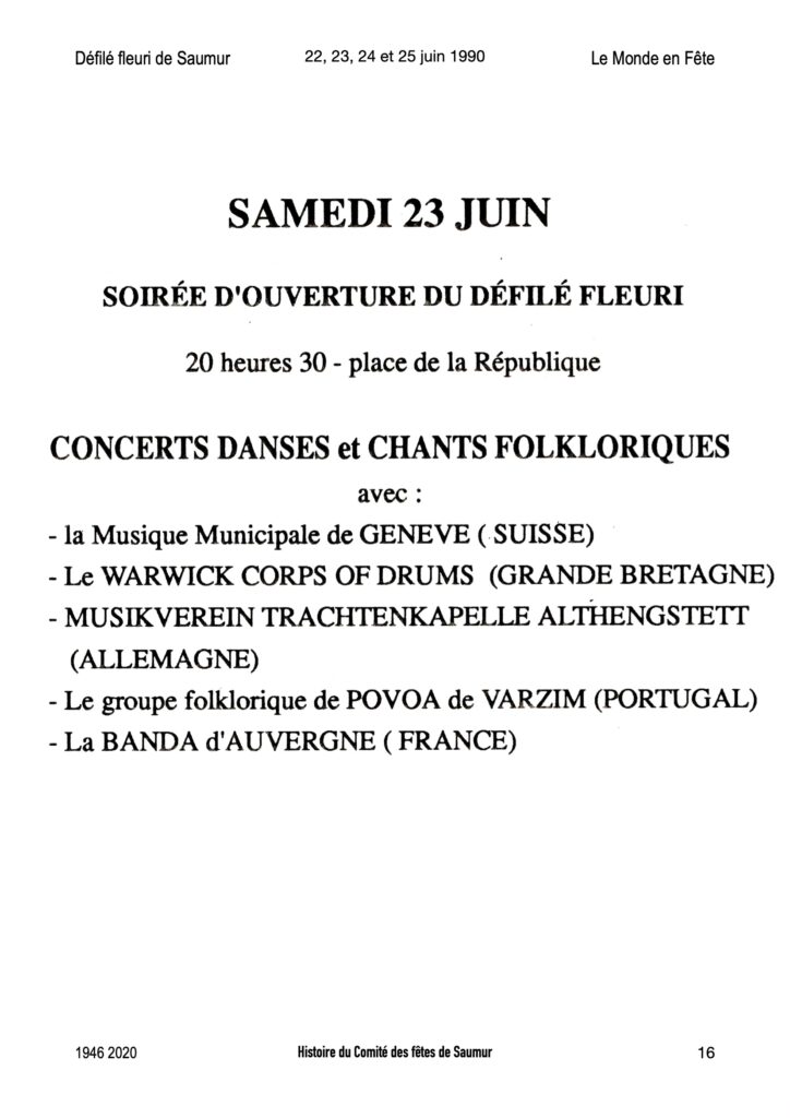 Saumur Mémoires de Fêtes - 1990