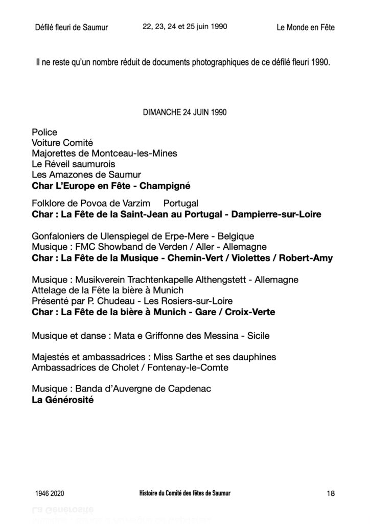 Saumur Mémoires de Fêtes - 1990
