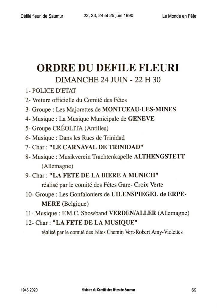 Saumur Mémoires de Fêtes - 1990