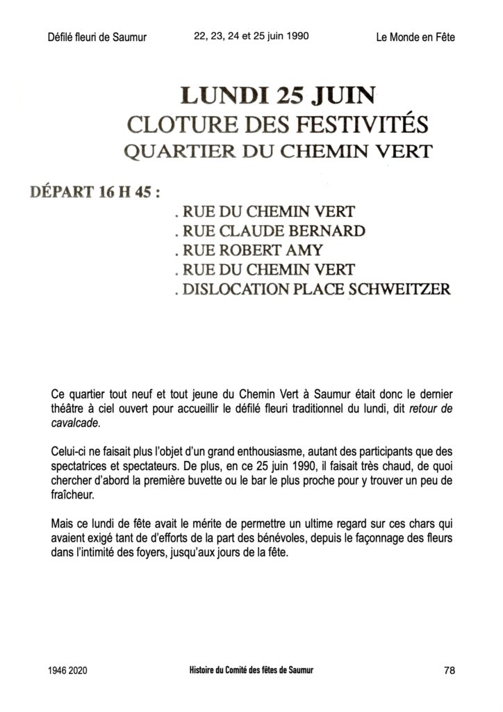 Saumur Mémoires de Fêtes - 1990