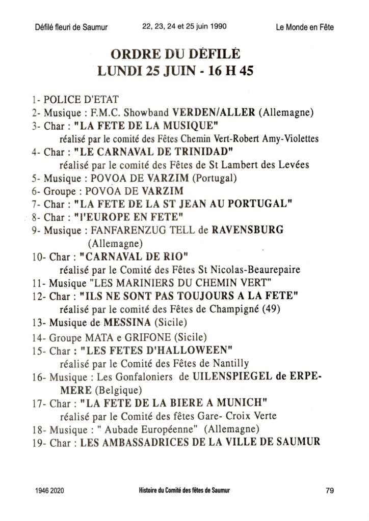Saumur Mémoires de Fêtes - 1990