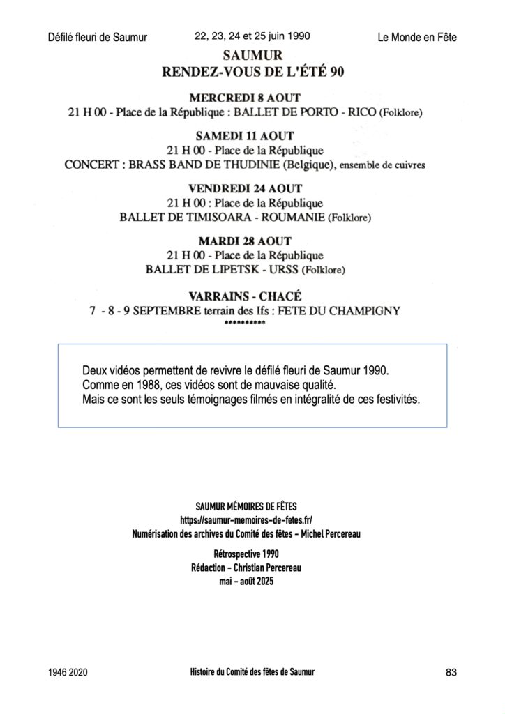 Saumur Mémoires de Fêtes - 1990