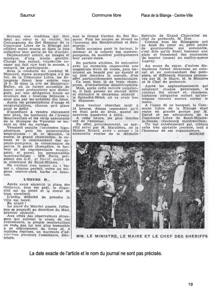 Saumur - Années 50 - La Commune libre de la place Bilange