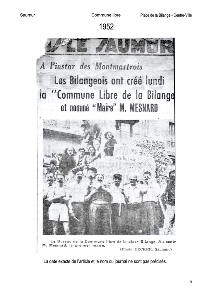 Saumur - Années 50 - La Commune libre de la place Bilange