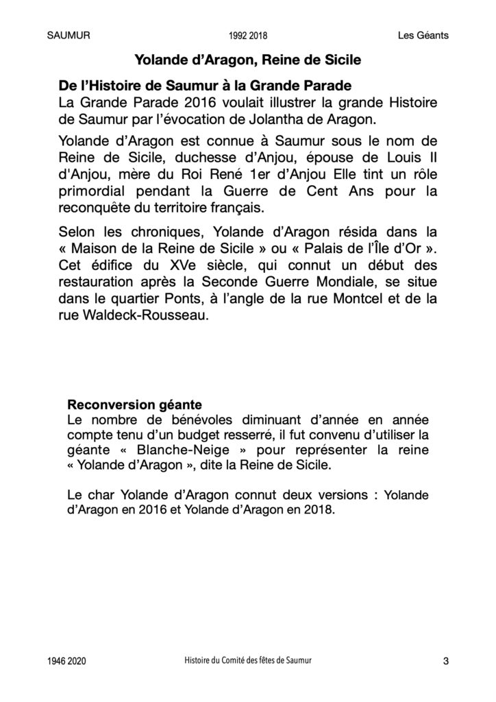 Saumur Mémoires de Fêtes - Les Géants