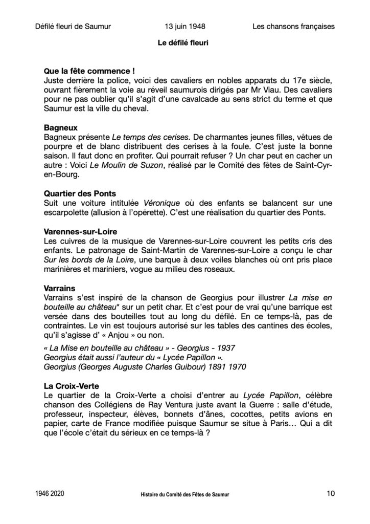 Saumur Mémoires de Fêtes - 1948