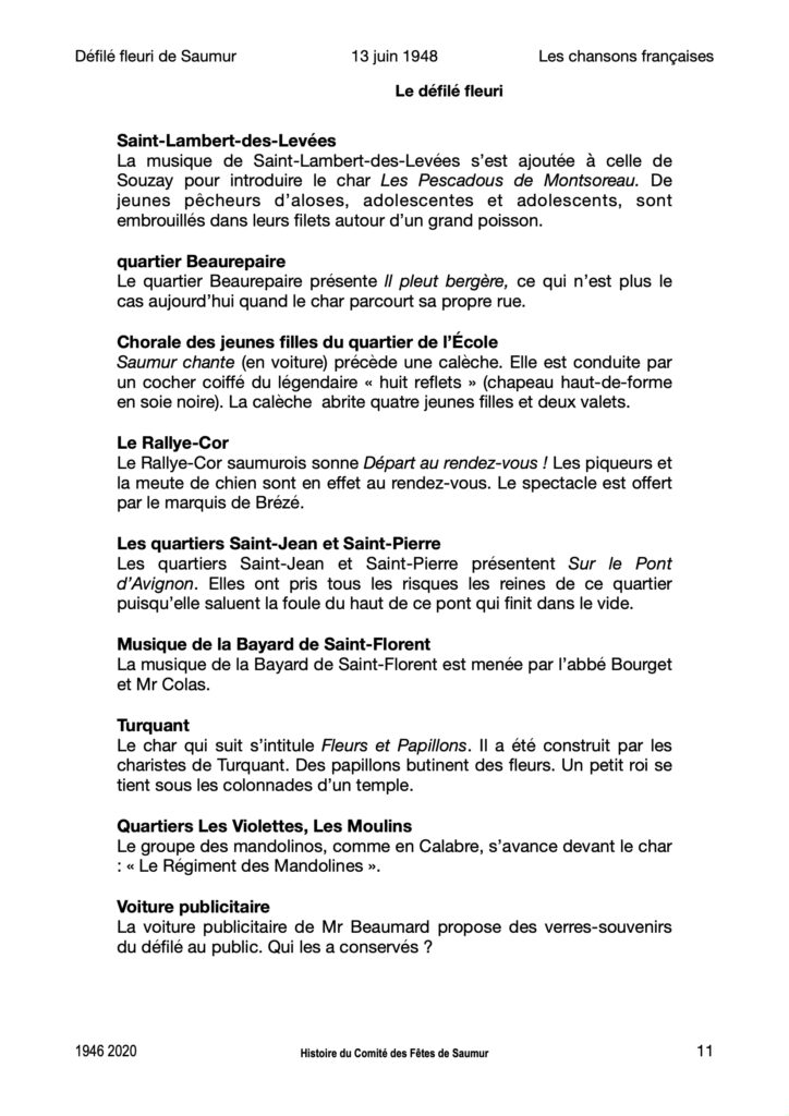 Saumur Mémoires de Fêtes - 1948