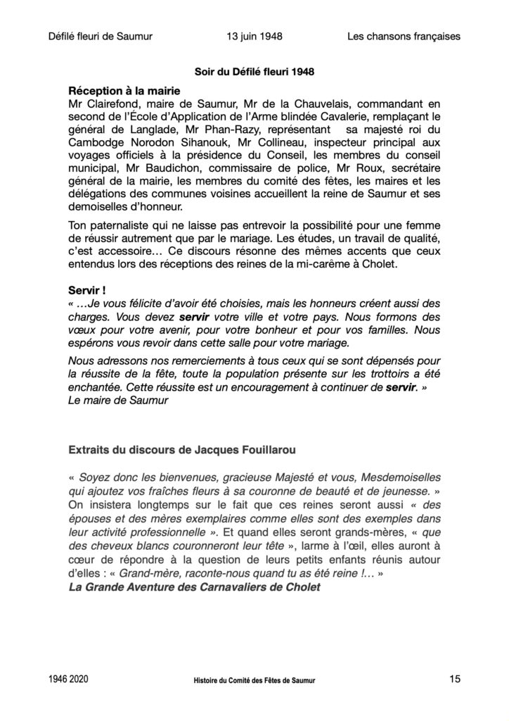 Saumur Mémoires de Fêtes - 1948