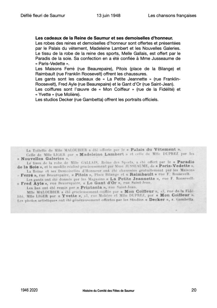 Saumur Mémoires de Fêtes - 1948