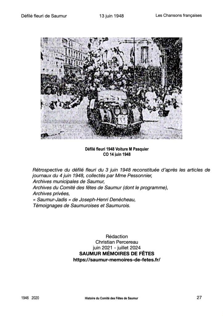 Saumur Mémoires de Fêtes - 1948