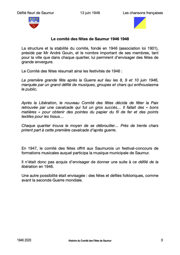 Saumur Mémoires de Fêtes - 1948