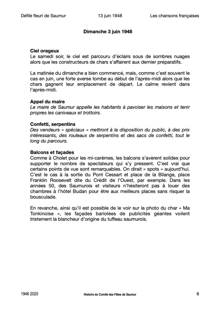 Saumur Mémoires de Fêtes - 1948