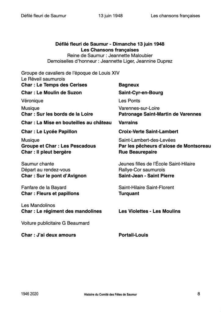 Saumur Mémoires de Fêtes - 1948