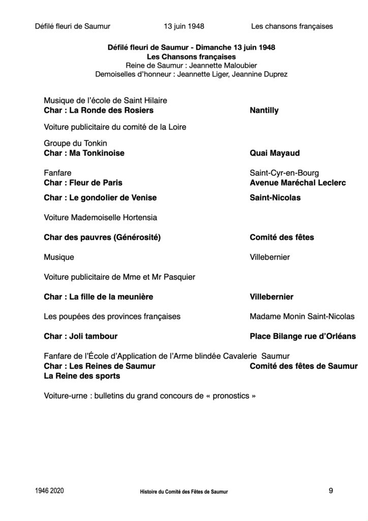 Saumur Mémoires de Fêtes - 1948