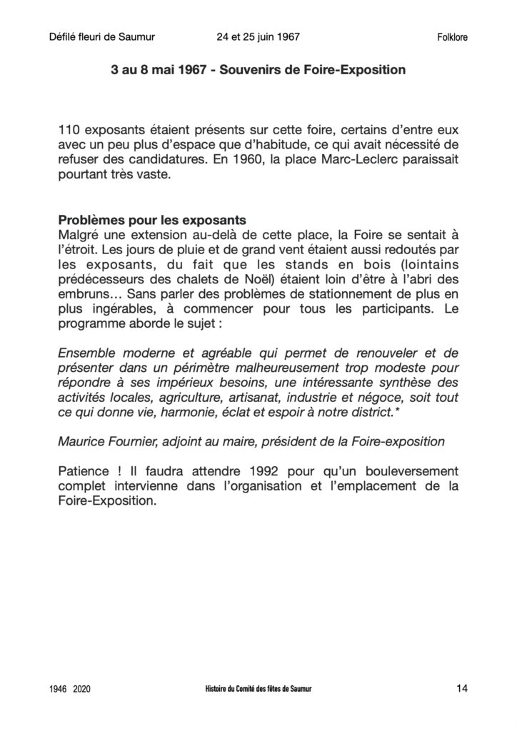 Saumur mémoires Fêtes - 1967