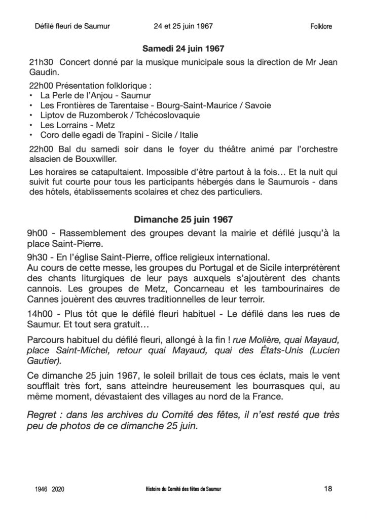 Saumur mémoires Fêtes - 1967