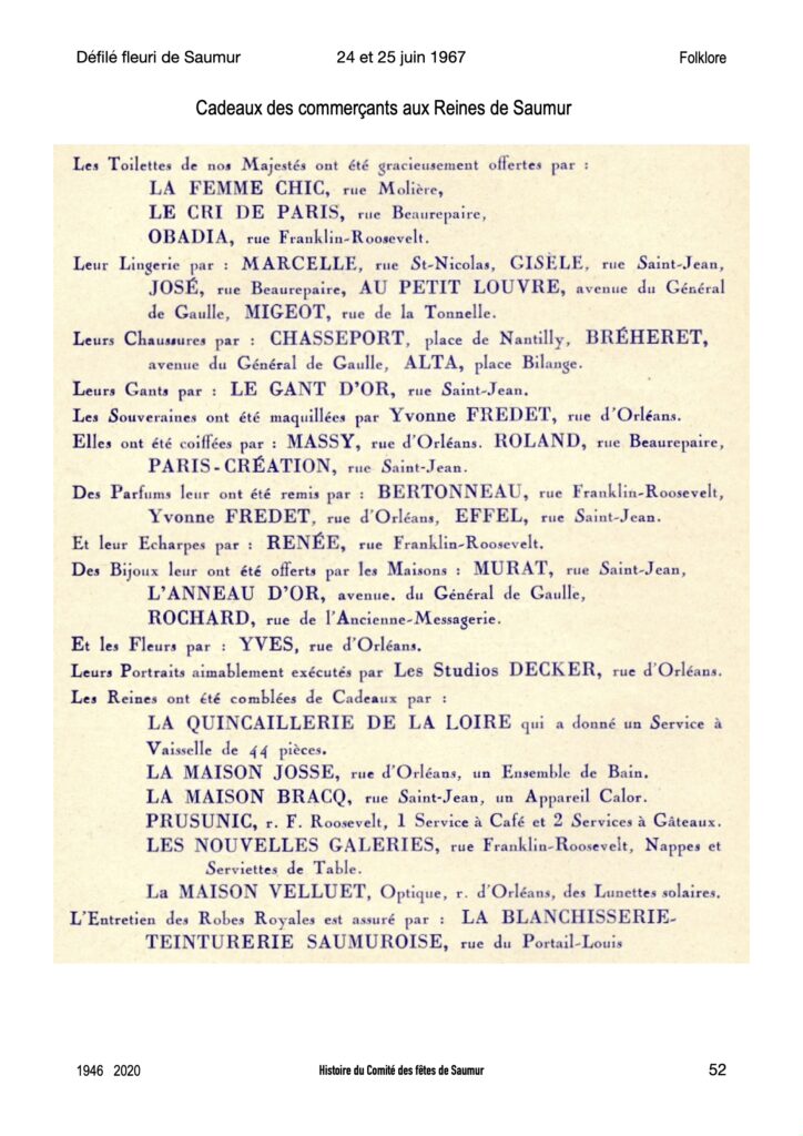 Saumur mémoires Fêtes - 1967