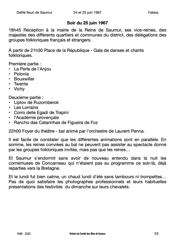 Saumur mémoires Fêtes - 1967