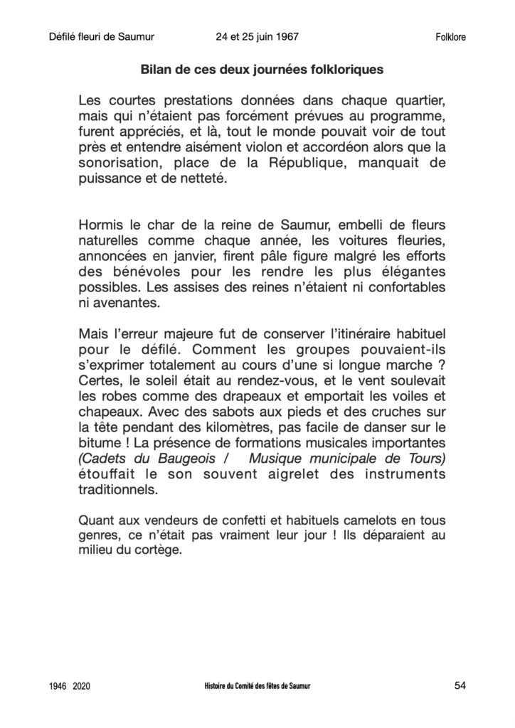 Saumur mémoires Fêtes - 1967