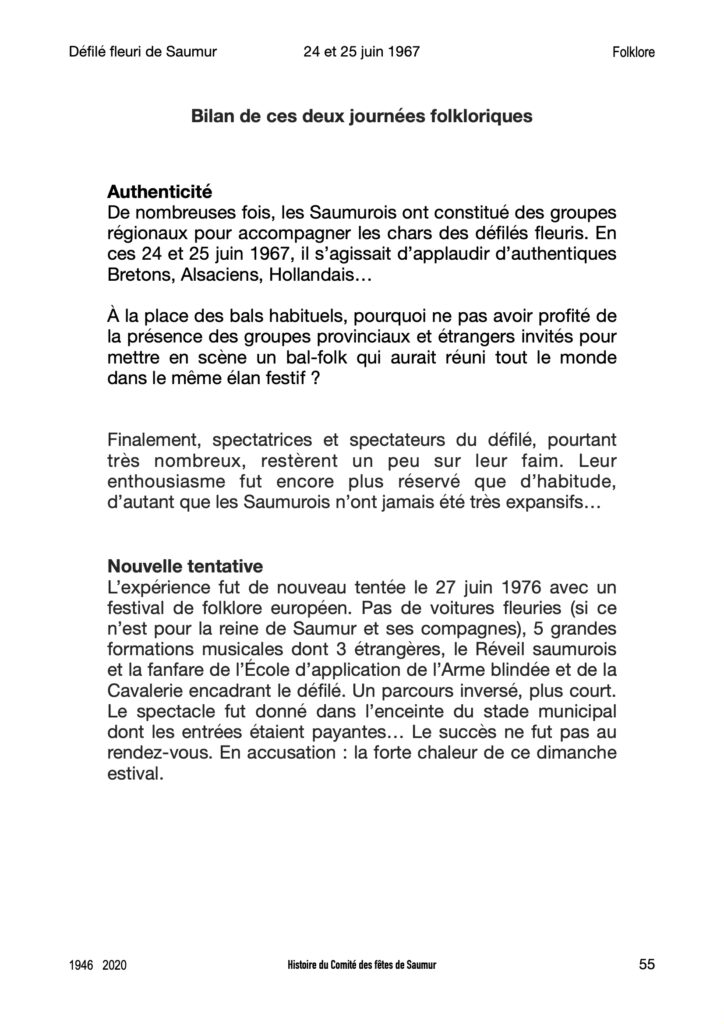 Saumur mémoires Fêtes - 1967