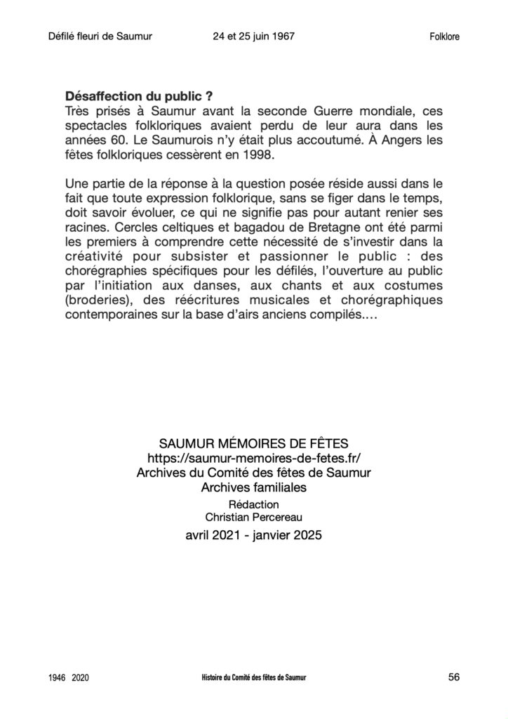 Saumur mémoires Fêtes - 1967