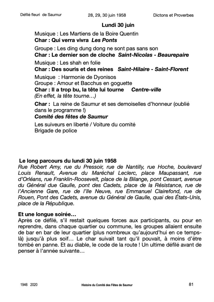 Saumur Mémoires de Fêtes - 1958